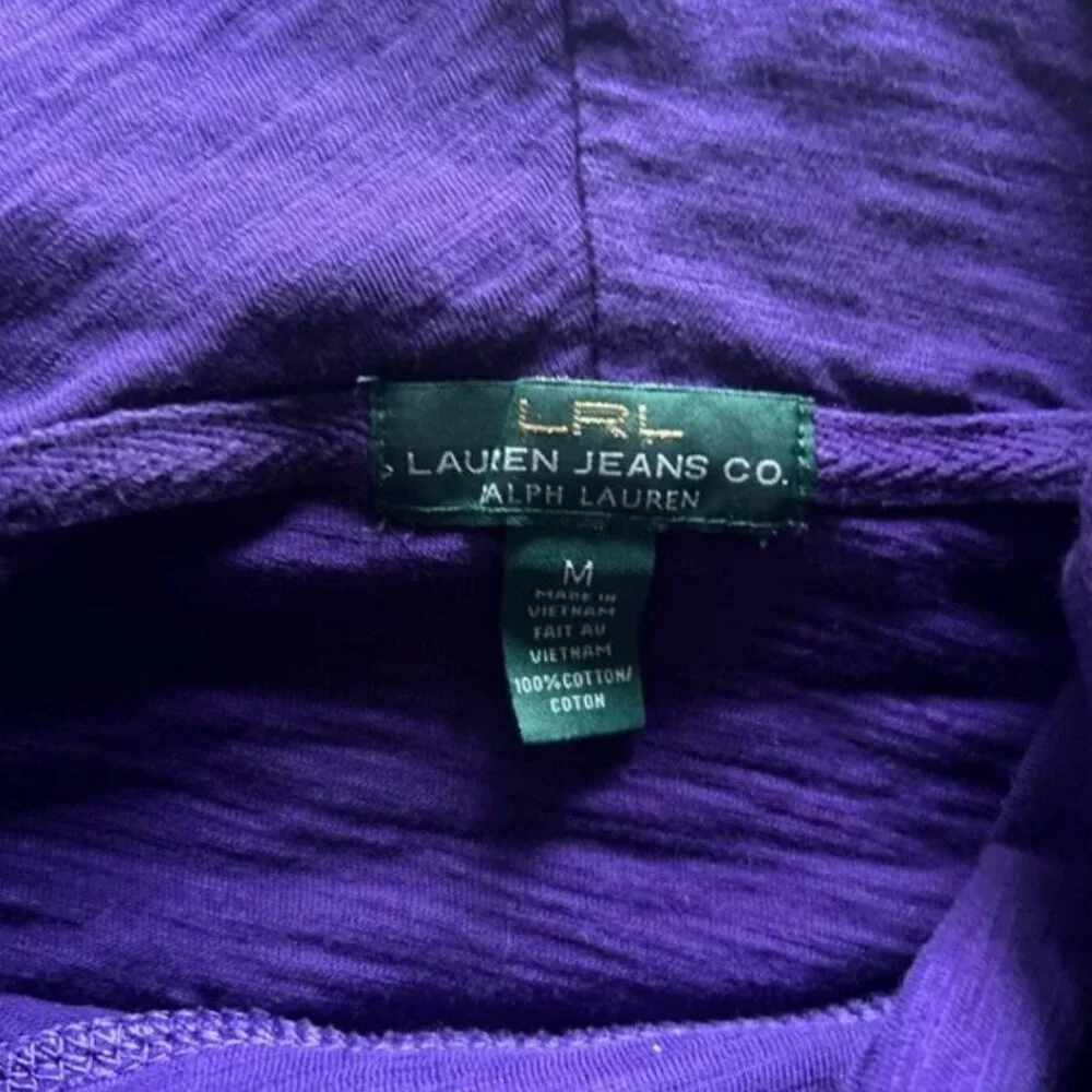 Ralph Lauren Women Kanga Pocket Shirt Top Purple Long Sleeve M Cowl TurtleNeck